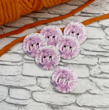 2803-14 Декоративная пуговица "With Love", 1 штука, 25 мм