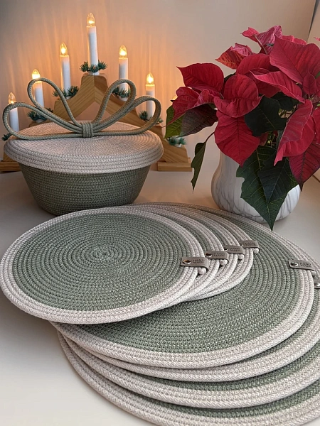 Хлопковый шнур для шитья с сердечником  5 мм/100 м, цвет Шалфей