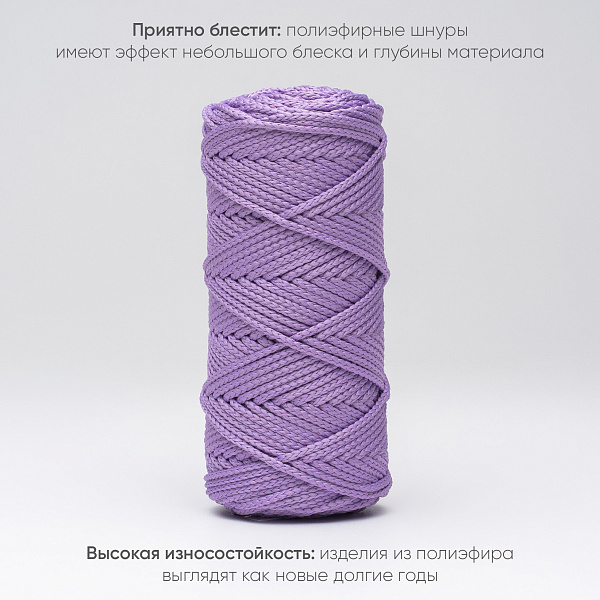 Полиэфирный Шнур для вязания Ш-ПЭ 106-100 Черничный смузи, Змм, 100 м 