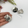 Замок для сумки малый портфельный 901-2, 30х30, серебро, фото - 1