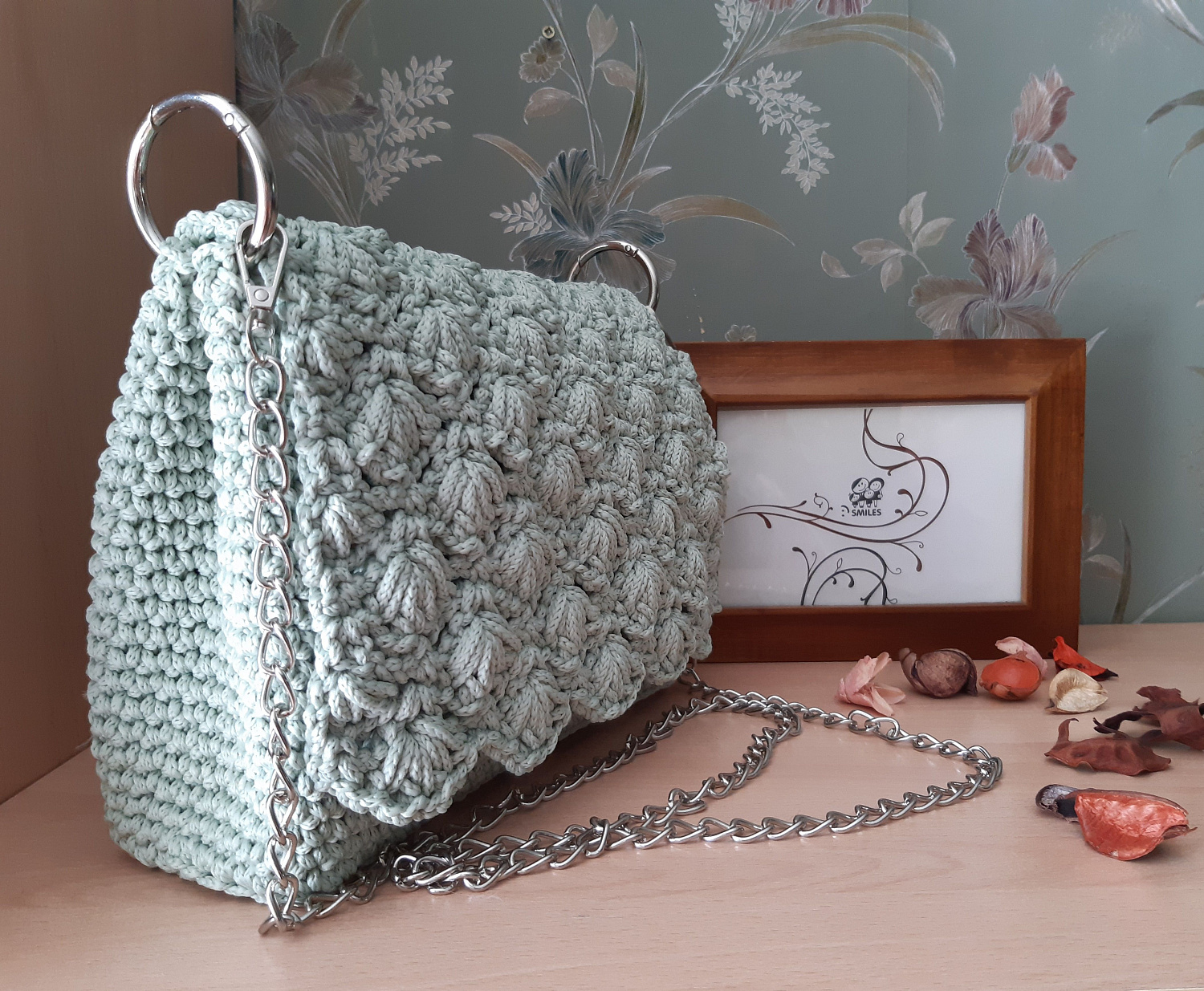 Сумка из полиэфирного шнура с ажурным клапаном